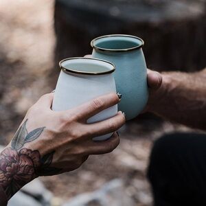 Barebones Enamel Travel Tumbler Set - Light/Sage Green